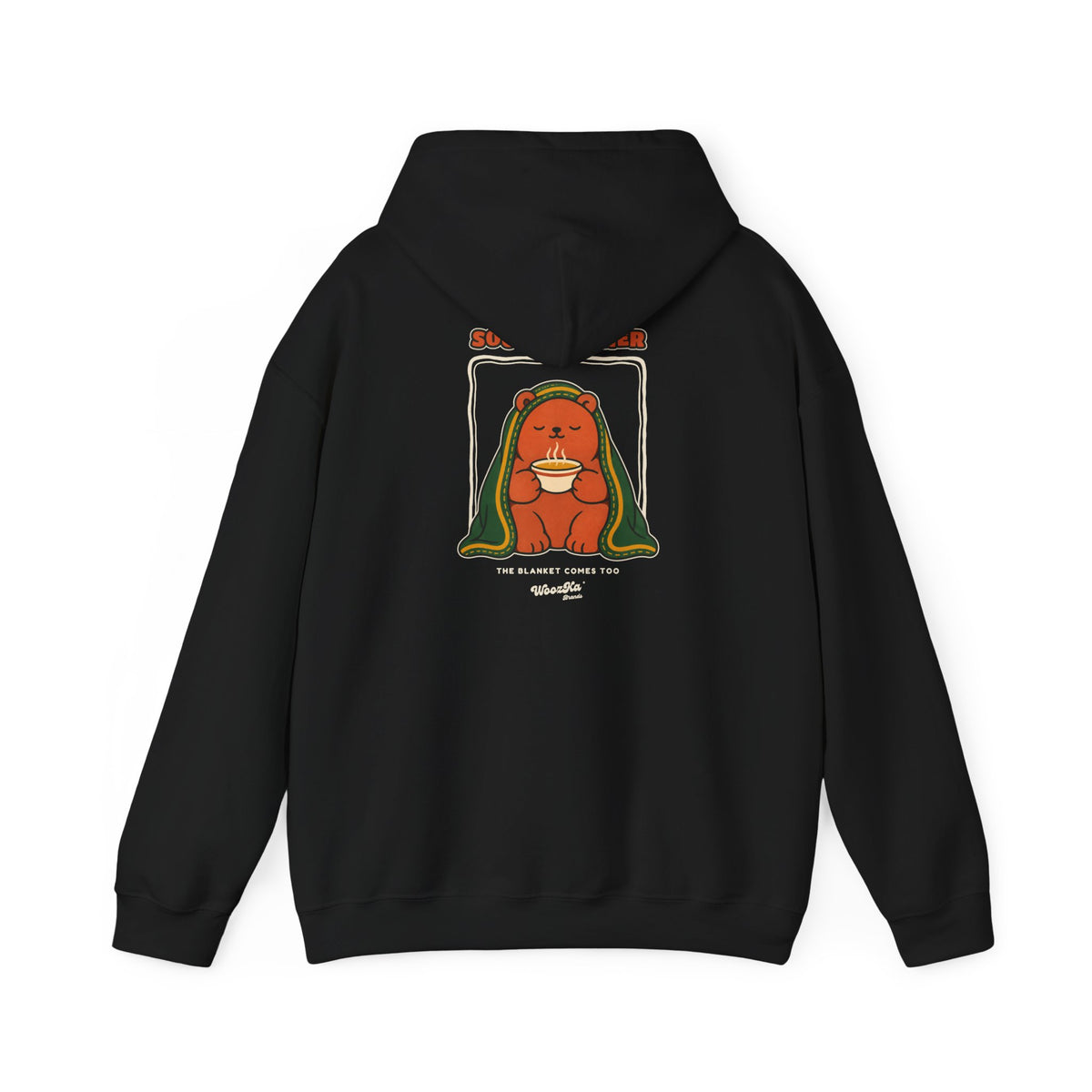 WoozKa Brands Soup Weather Bear Hoodie, Front and Back Graphic