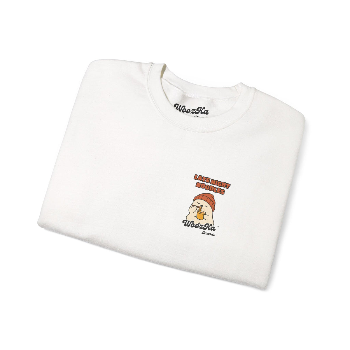 WoozKa Brands Late Night Noodles Ghost Crewneck Sweatshirt, Two-Sided