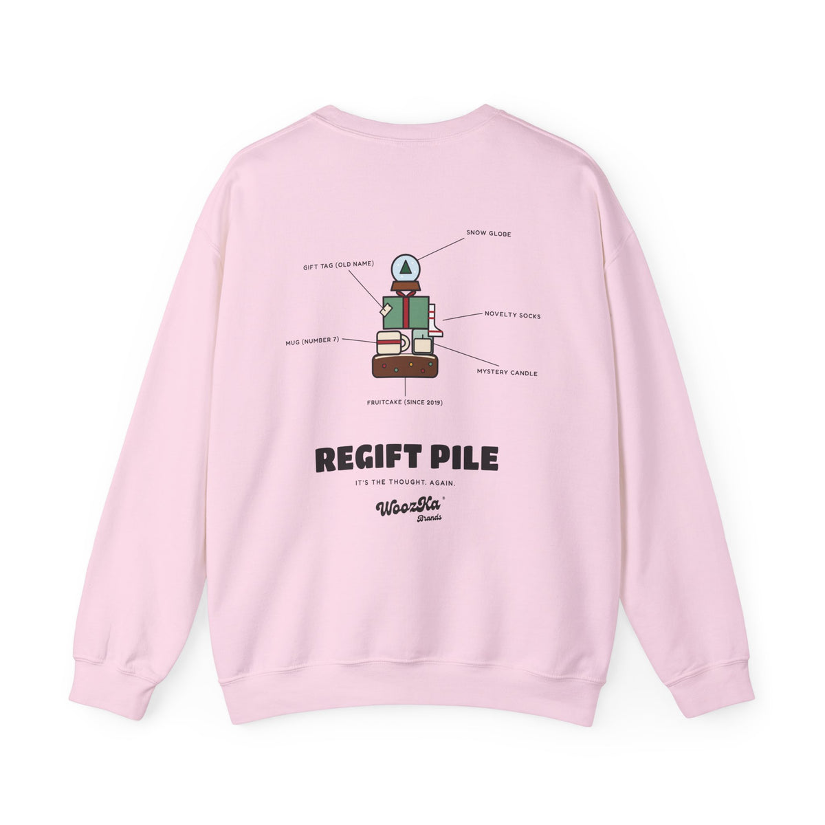 WoozKa Brands Funny Christmas Sweatshirt, Regift Office Party Back Print