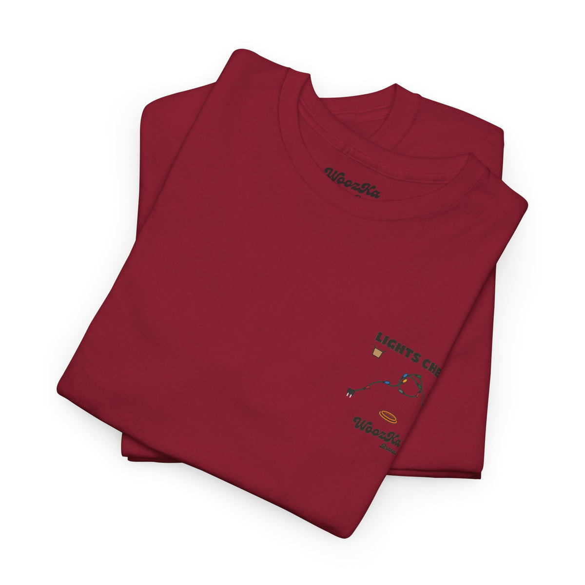 WoozKa Brands Christmas Lights T-Shirt, Funny Holiday Decorating Back Print