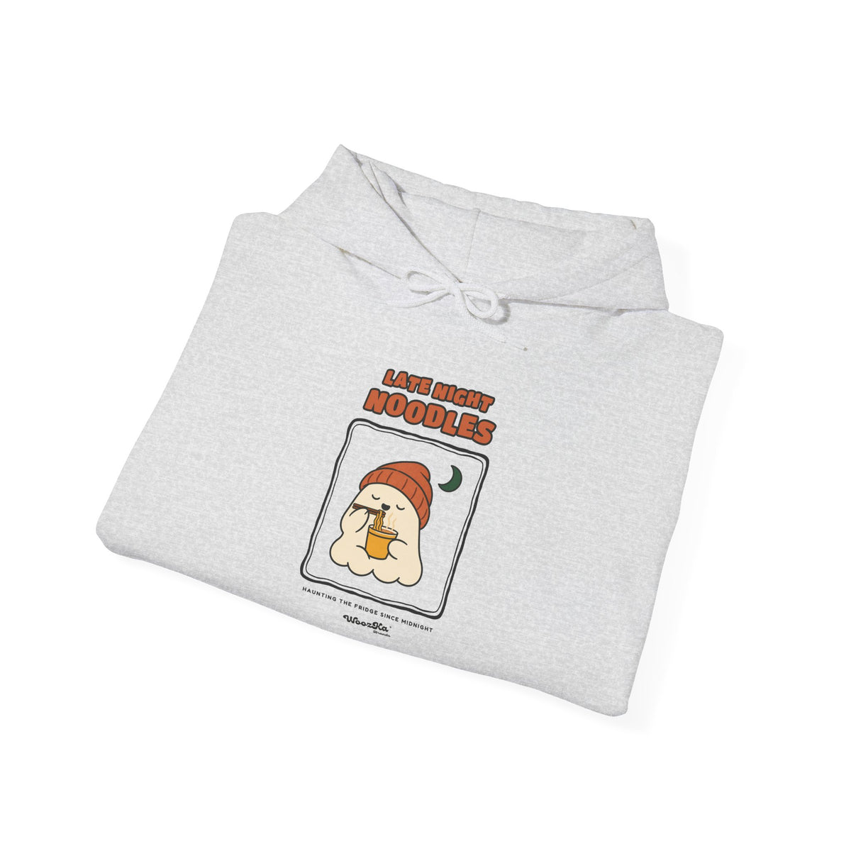 WoozKa Brands Late Night Noodles Ghost Hoodie, Front Graphic
