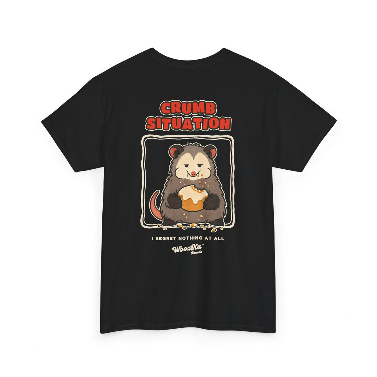 WoozKa Brands Crumb Situation Opossum Heavy Cotton T-Shirt, Two-Sided