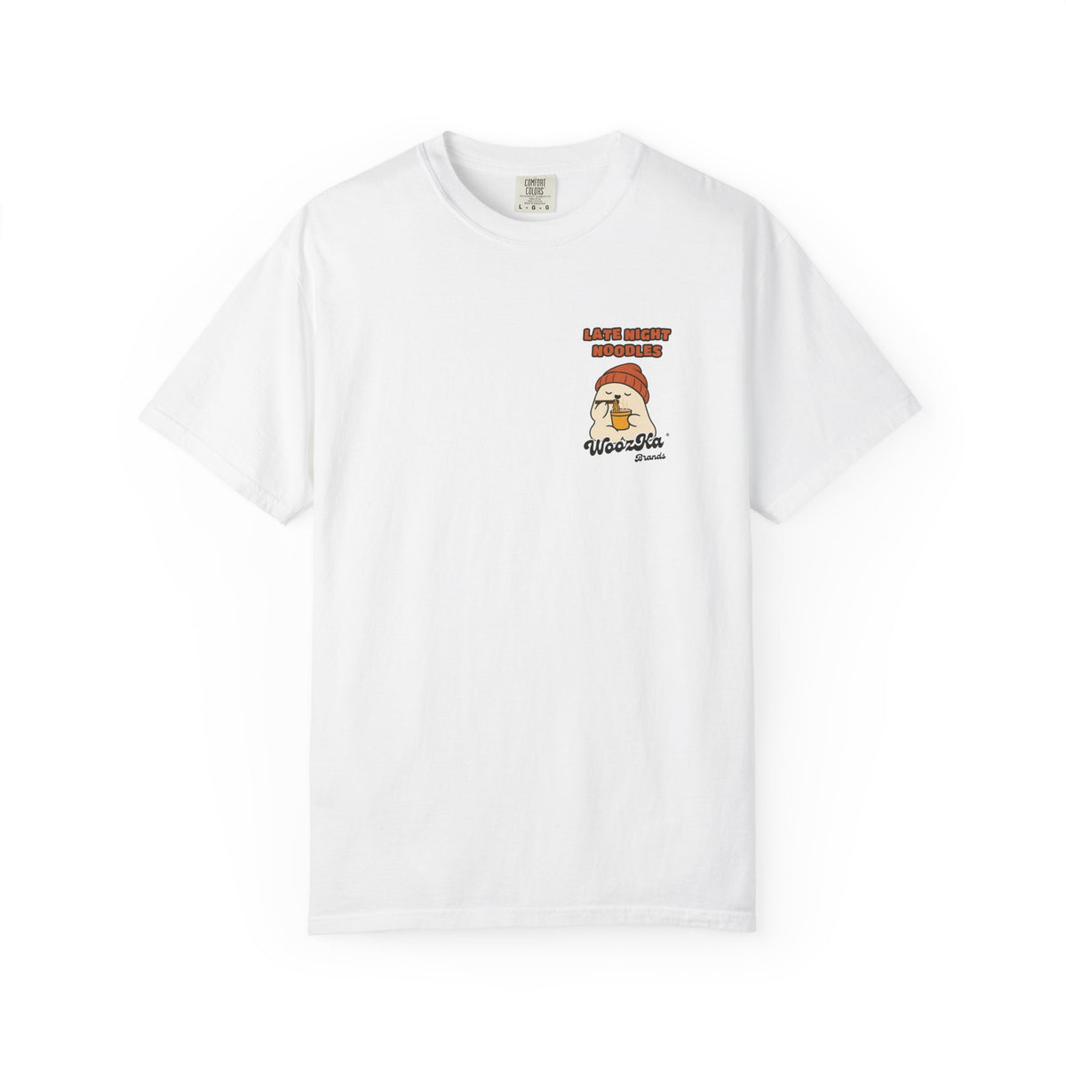 WoozKa Brands Late Night Noodles Ghost Garment-Dyed T-Shirt, Two-Sided