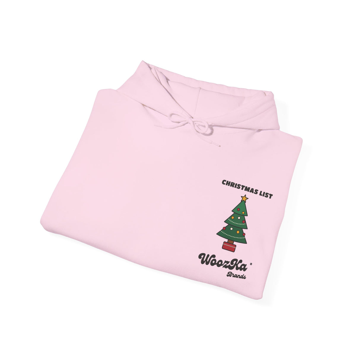 WoozKa Brands Cute Christmas Tree Hoodie, Holiday List Back Print