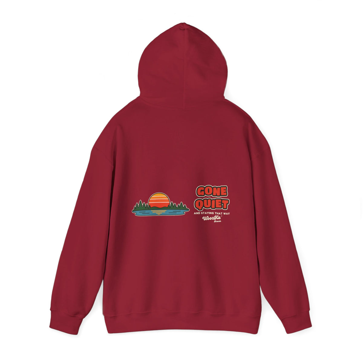WoozKa Brands Retro Sunset Lake Hoodie, Nature Outdoors Wide Back Print