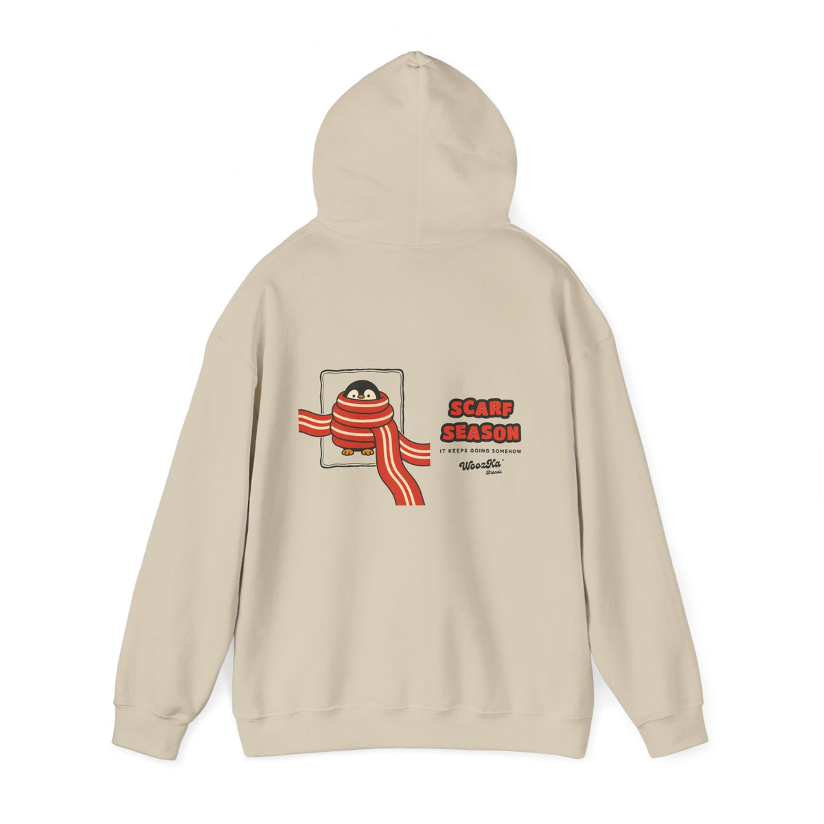 WoozKa Brands Scarf Season Penguin Hoodie, Wide Back Graphic