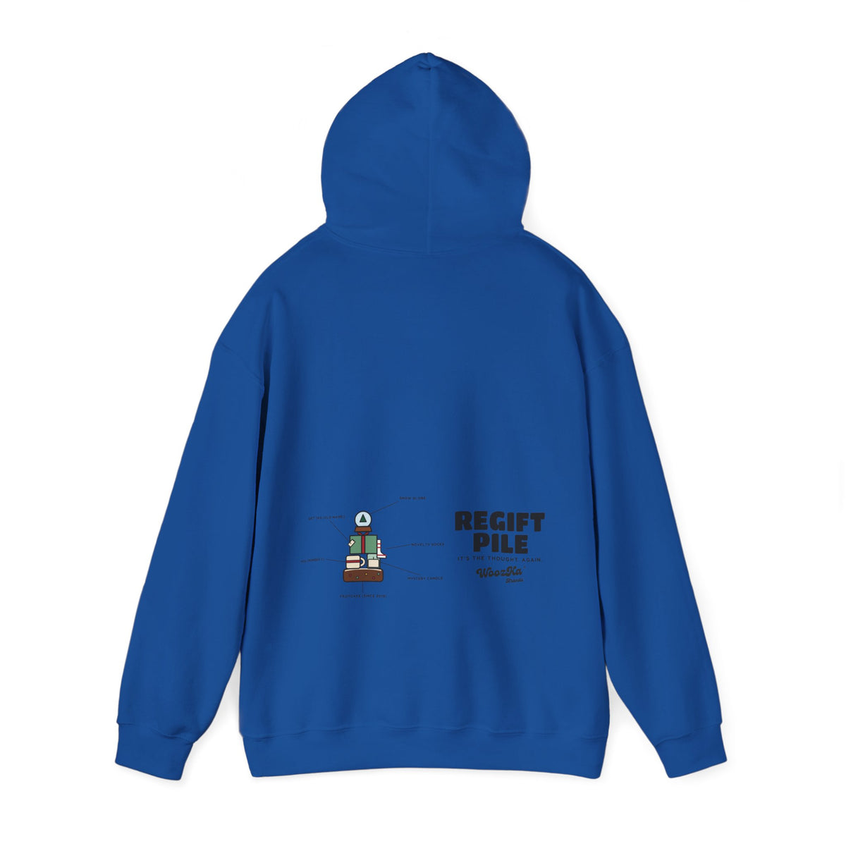 WoozKa Brands Funny Christmas Hoodie, Regift Office Party Wide Back Print
