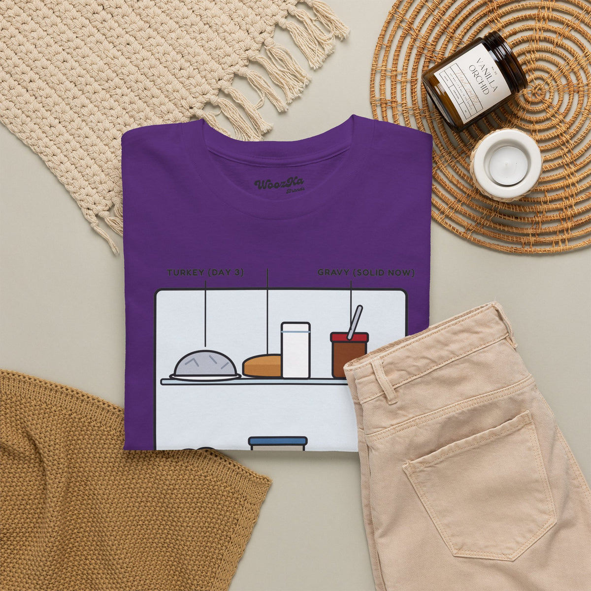 WoozKa Brands Funny Thanksgiving Leftovers T-Shirt, Turkey Pie Front Print