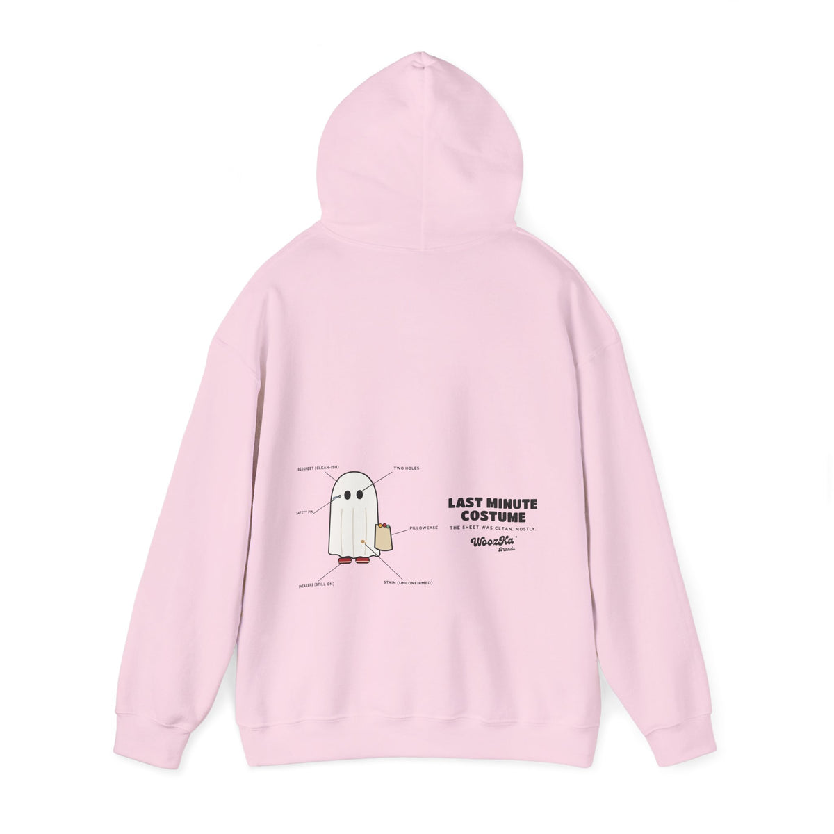 WoozKa Brands Lazy Halloween Costume Hoodie, Funny Ghost Wide Back Print