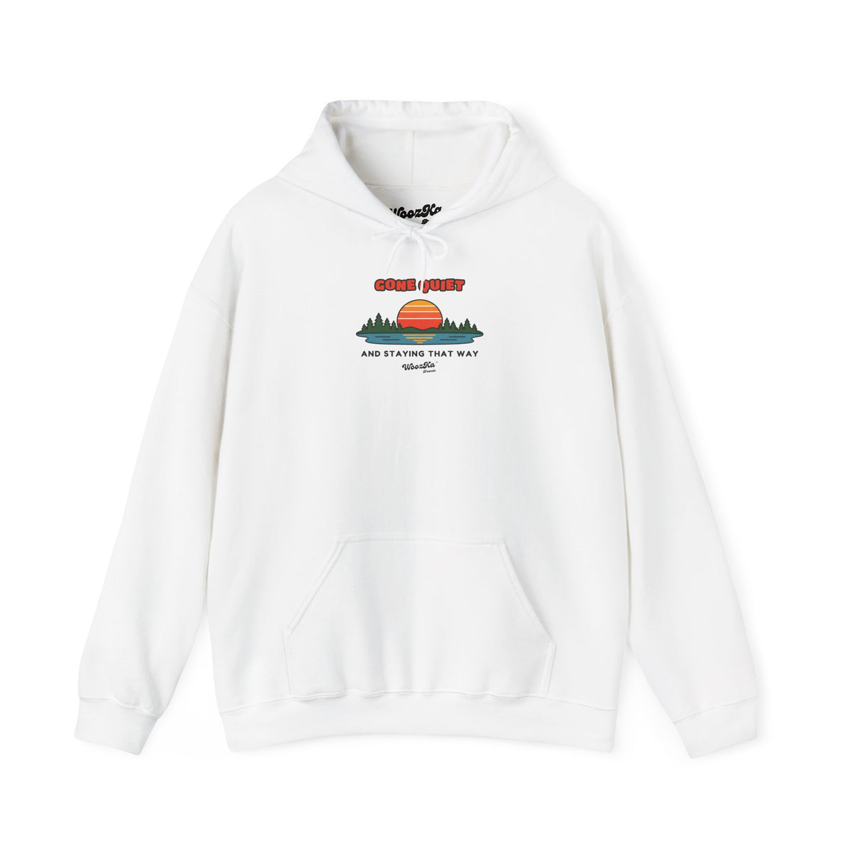 WoozKa Brands Retro Sunset Lake Hoodie, Nature Outdoors Pine Front Print