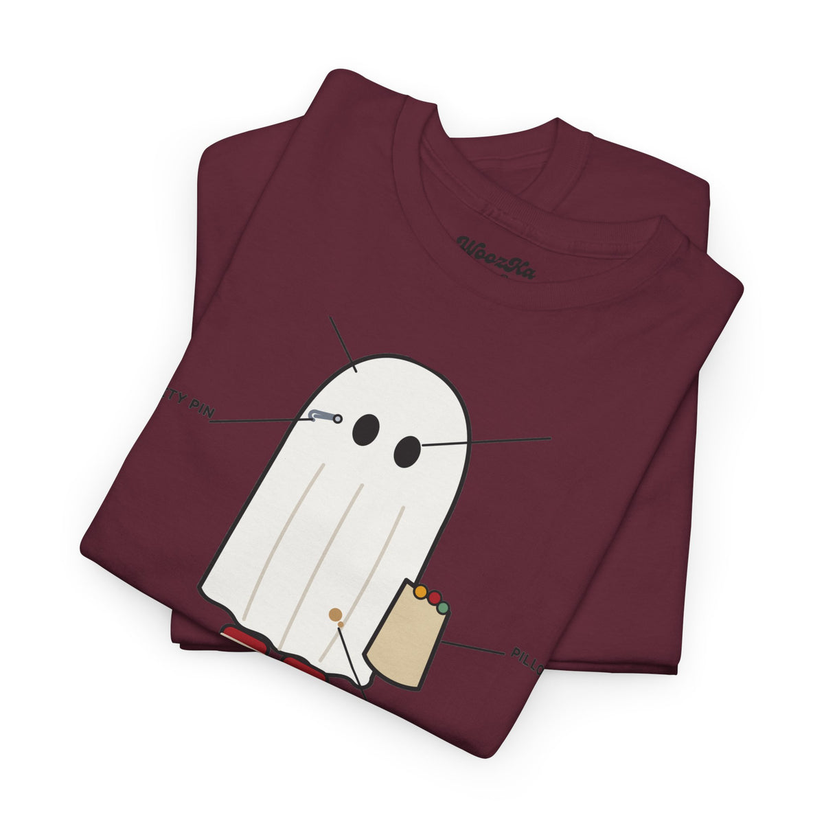 WoozKa Brands Lazy Halloween Costume T-Shirt, Funny Ghost Sheet Front Print