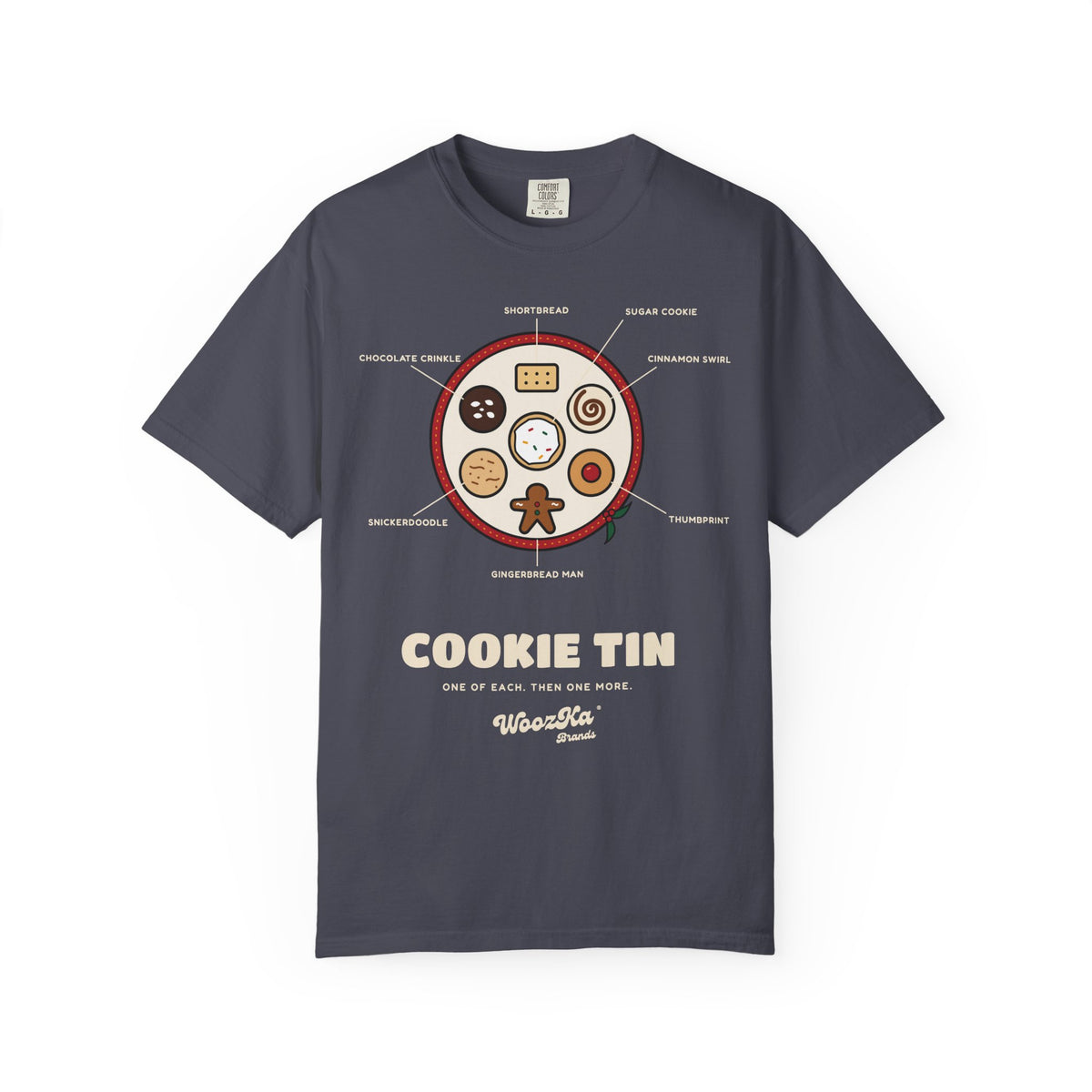 WoozKa Brands Christmas Cookie Heavyweight Tee, Holiday Baking Front Print