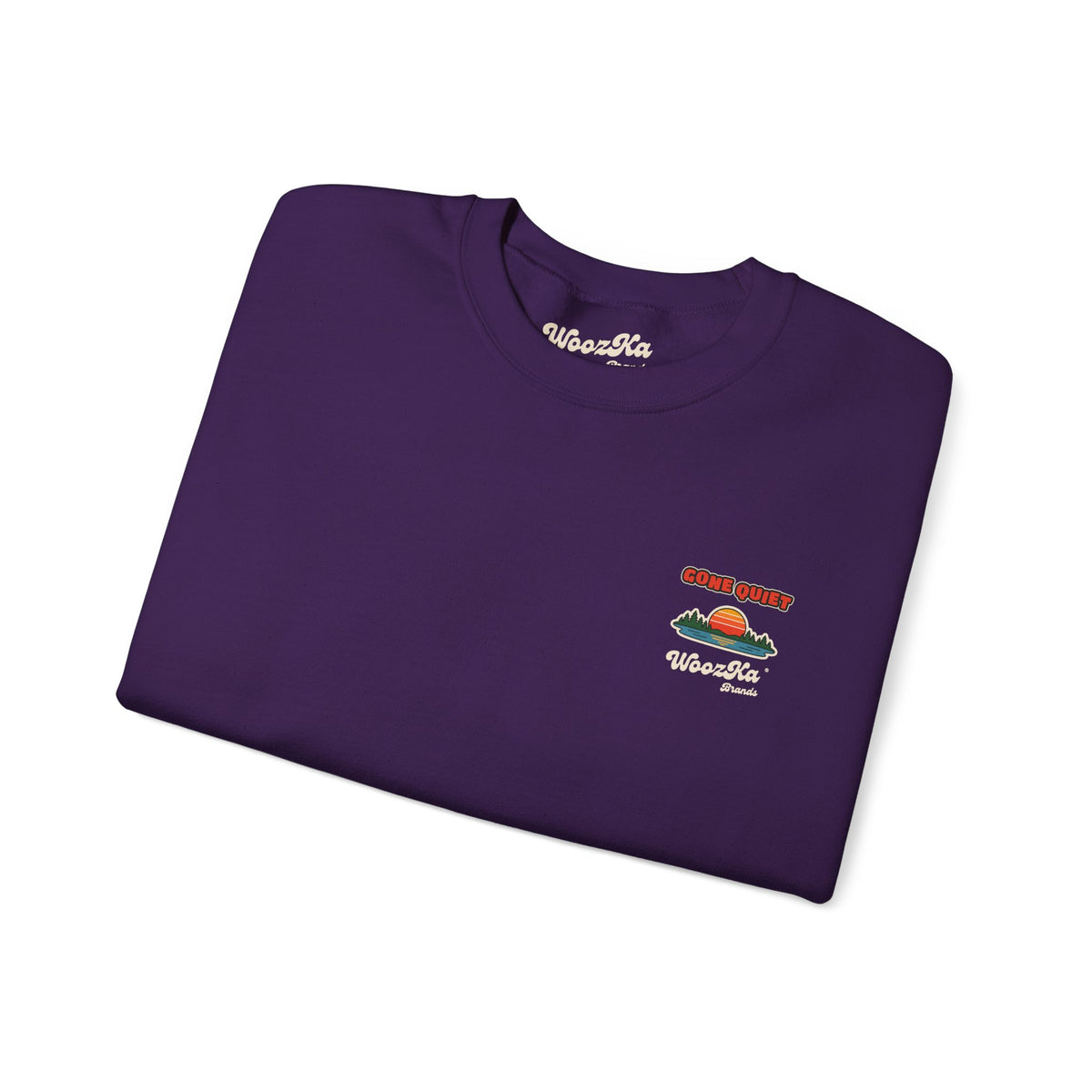 WoozKa Brands Retro Sunset Lake Sweatshirt, Nature Outdoors Pine Back Print