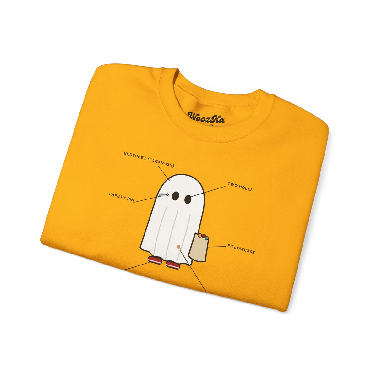 WoozKa Brands Lazy Halloween Costume Sweatshirt, Funny Ghost Front Print