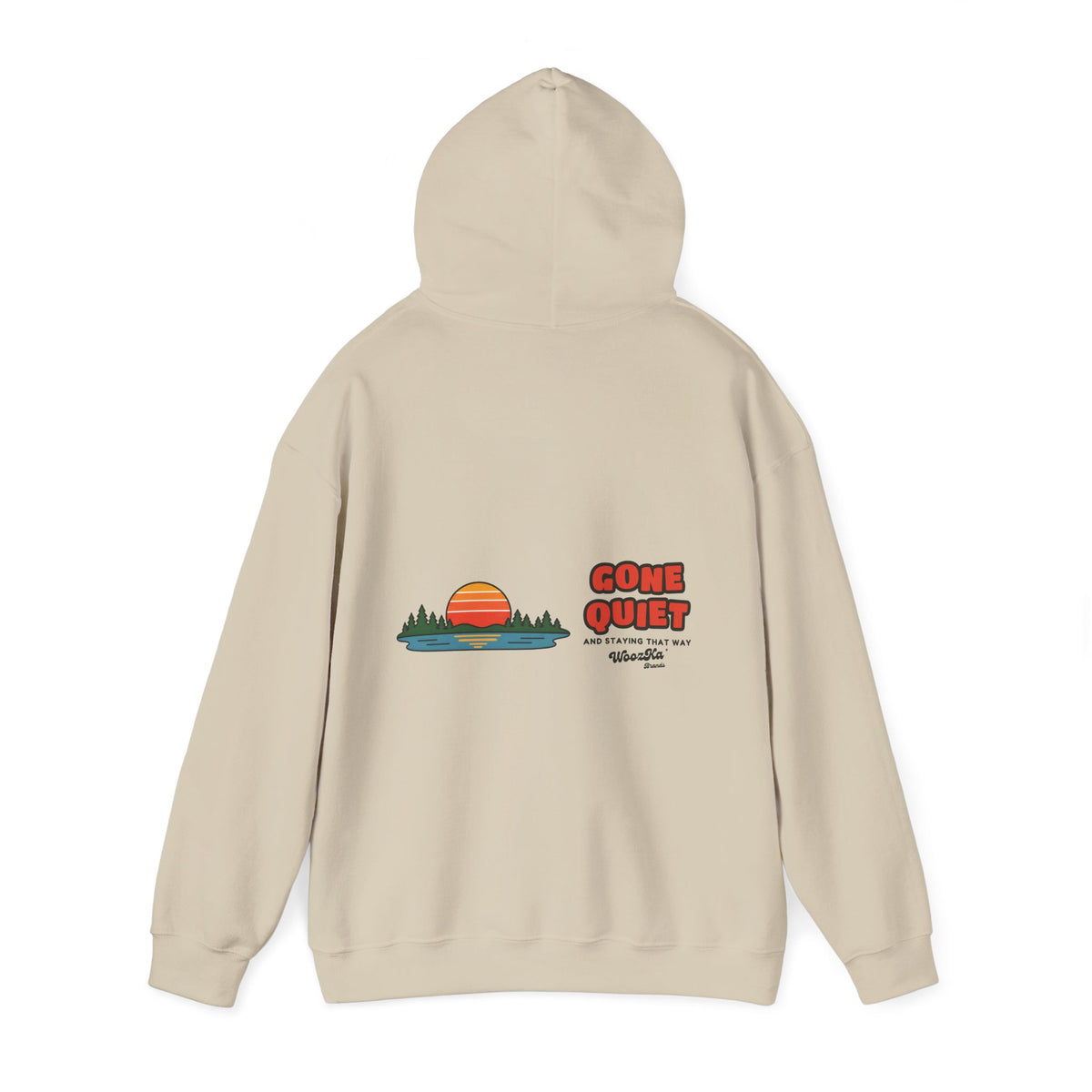 WoozKa Brands Retro Sunset Lake Hoodie, Nature Outdoors Wide Back Print
