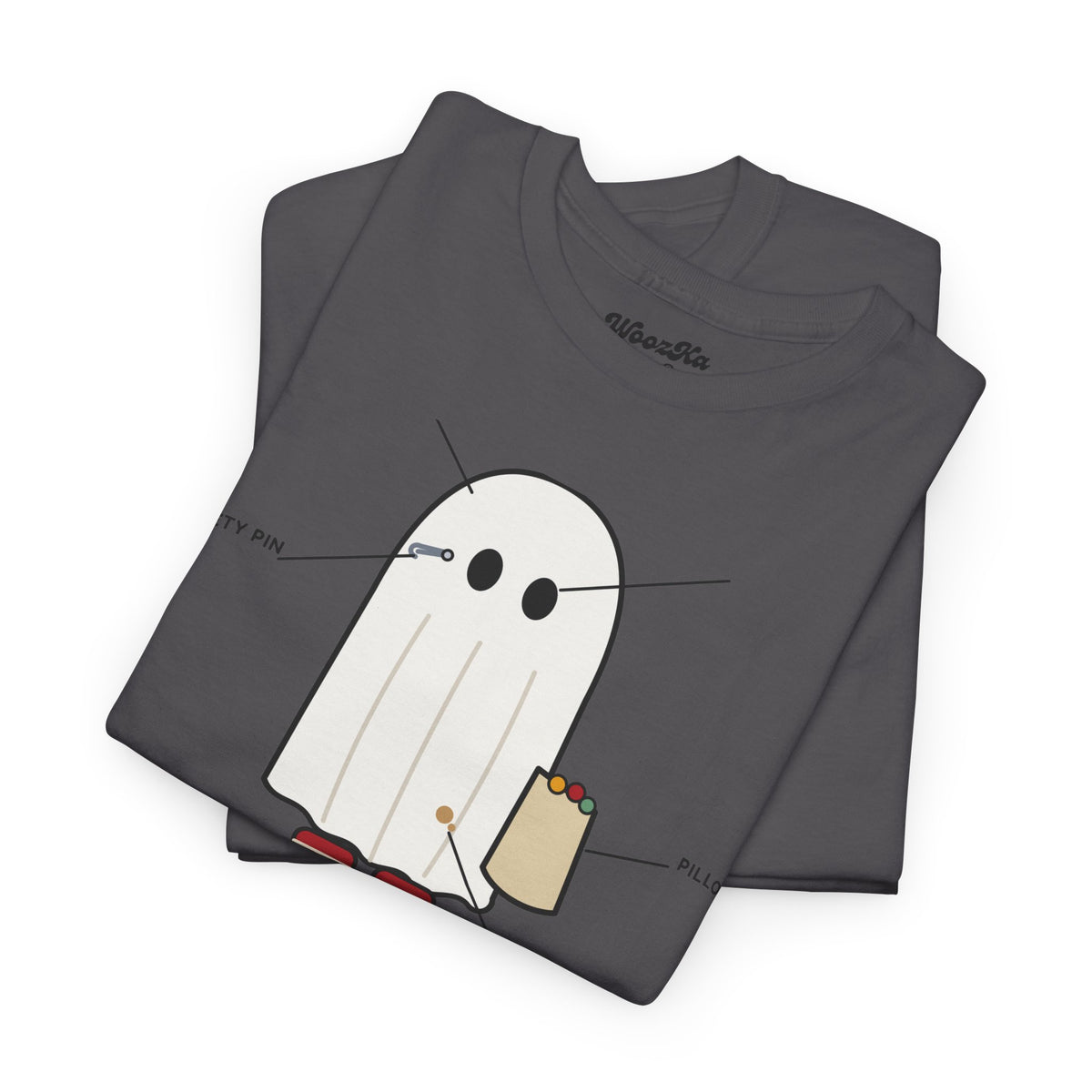 WoozKa Brands Lazy Halloween Costume T-Shirt, Funny Ghost Sheet Front Print