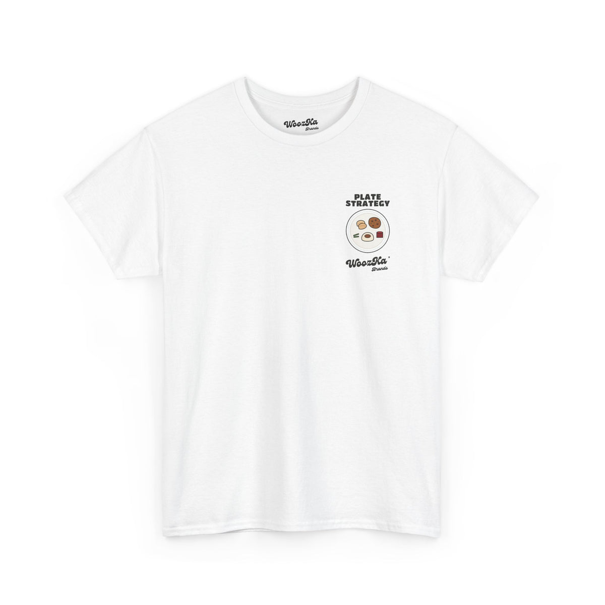 WoozKa Brands Funny Thanksgiving T-Shirt, Turkey Dinner Plate Back Print
