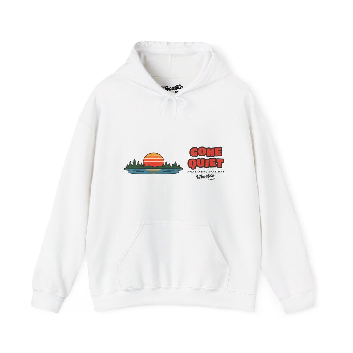 WoozKa Brands Retro Sunset Lake Hoodie, Nature Outdoors Wide Front Print
