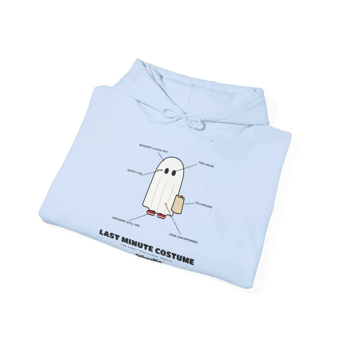 WoozKa Brands Lazy Halloween Costume Hoodie, Funny Ghost Sheet Front Print