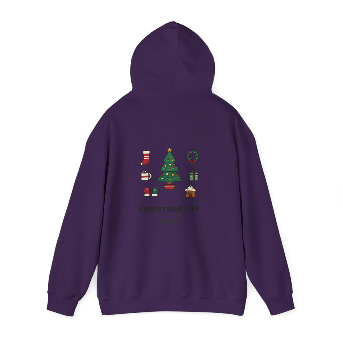 WoozKa Brands Cute Christmas Tree Hoodie, Holiday List Back Print