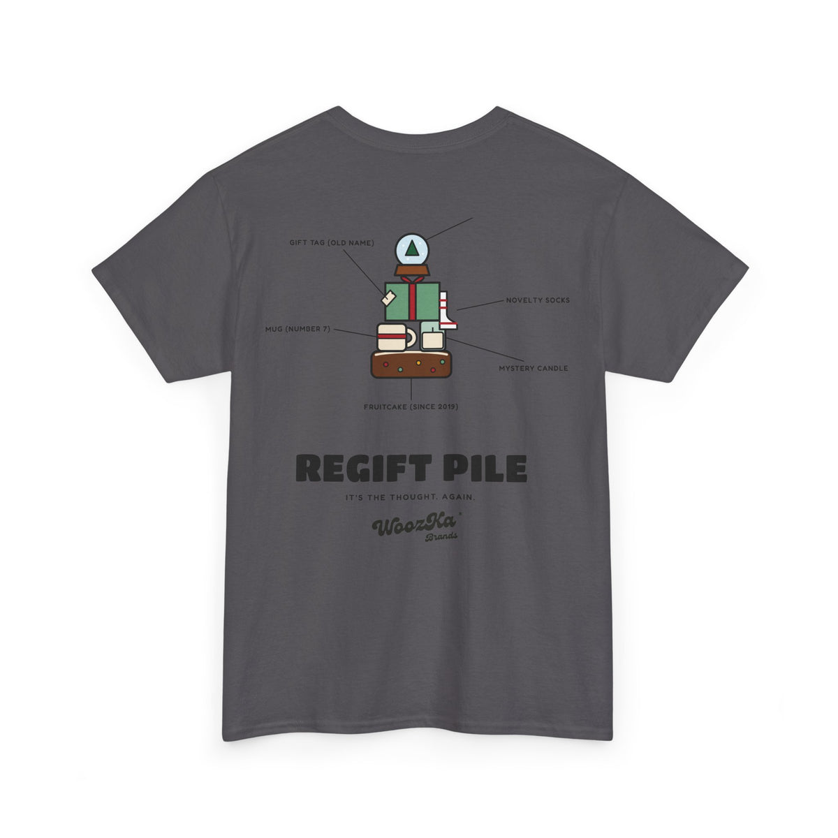 WoozKa Brands Funny Christmas T-Shirt, Regift Office Party Back Print