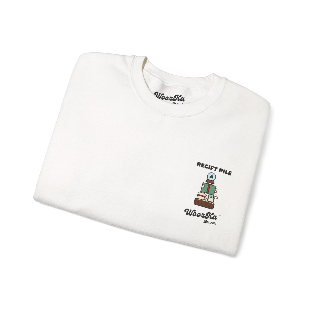 WoozKa Brands Funny Christmas Sweatshirt, Regift Office Party Back Print