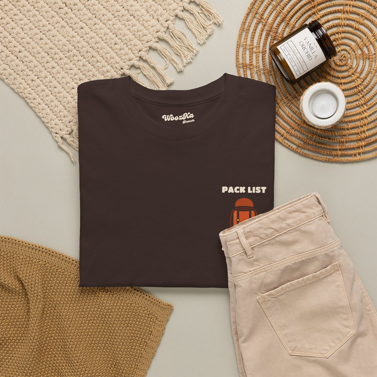 WoozKa Brands Hiking T-Shirt, Backpacking Gear List Back Print