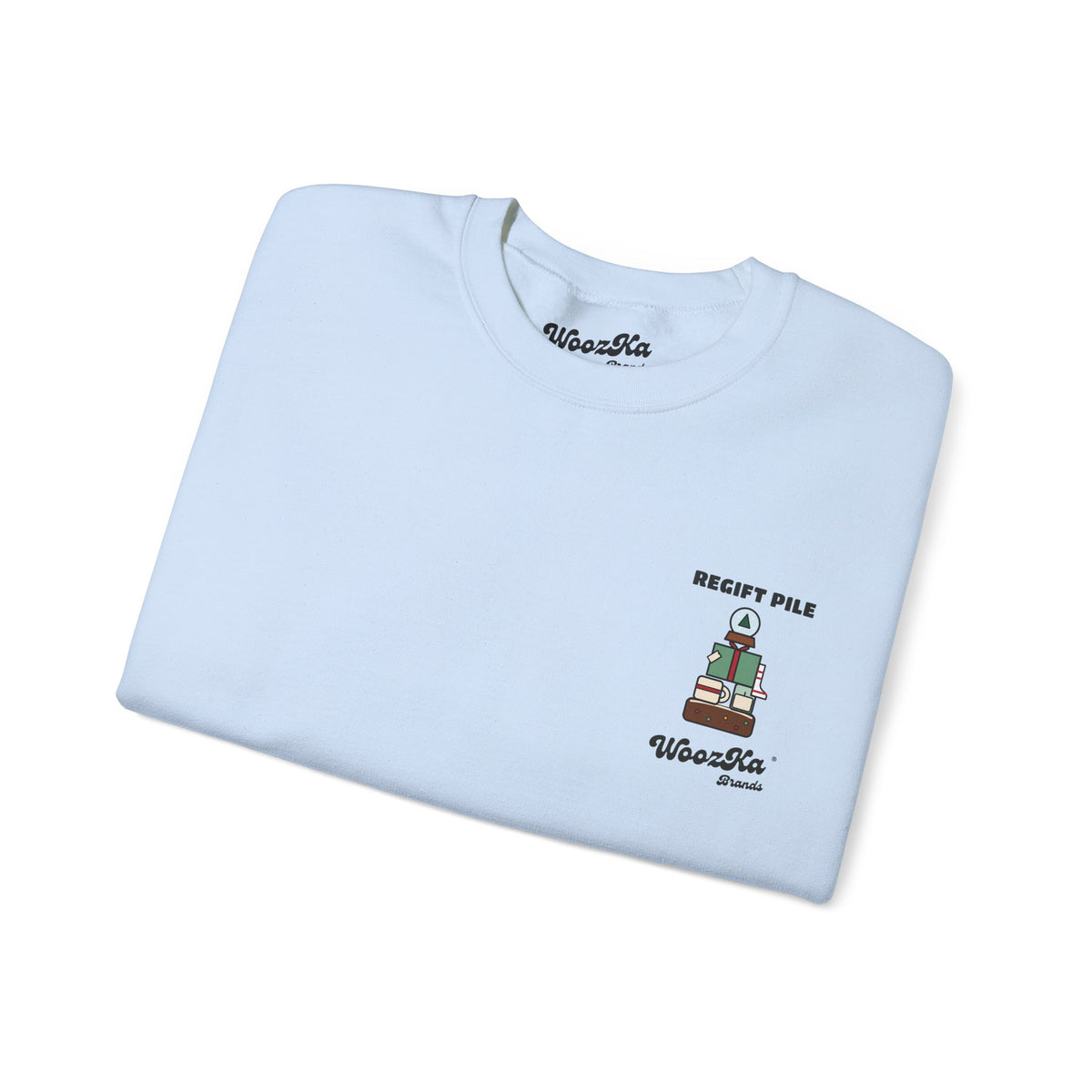WoozKa Brands Funny Christmas Sweatshirt, Regift Office Party Back Print