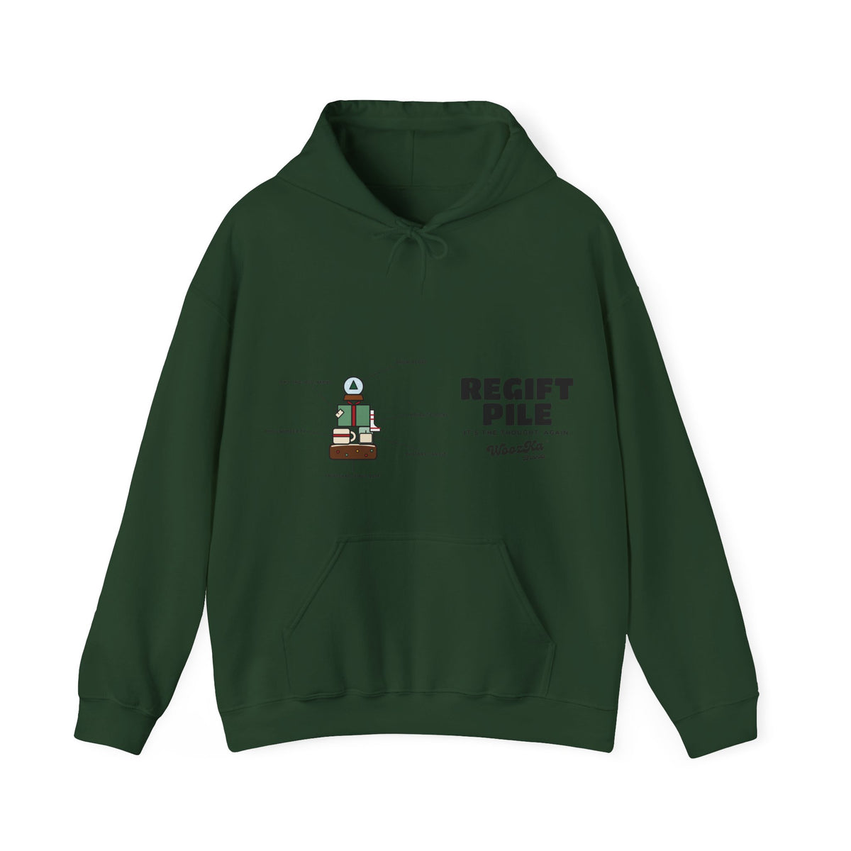 WoozKa Brands Funny Christmas Hoodie, Regift Office Party Wide Front Print