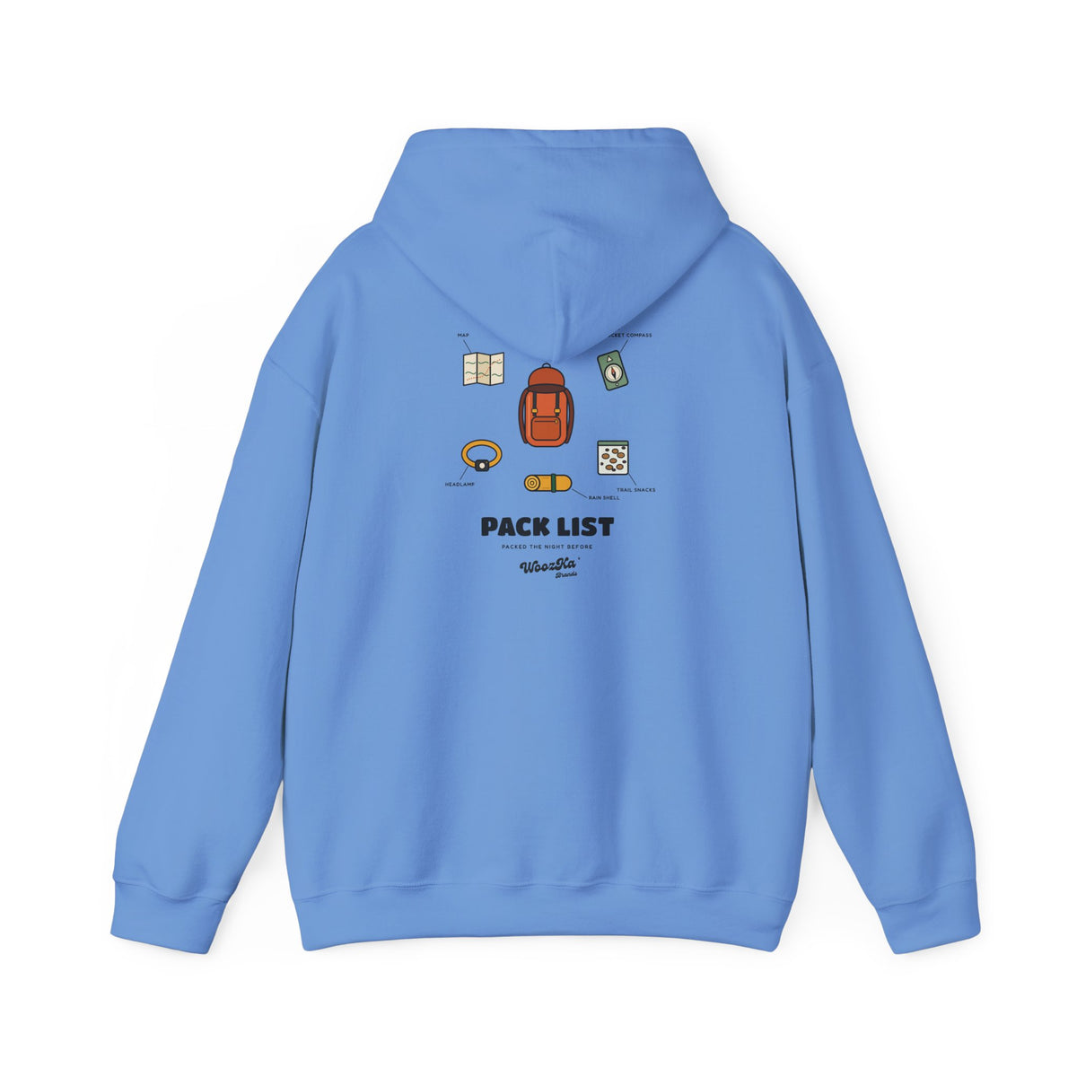 WoozKa Brands Hiking Hoodie, Backpacking Gear List Back Print