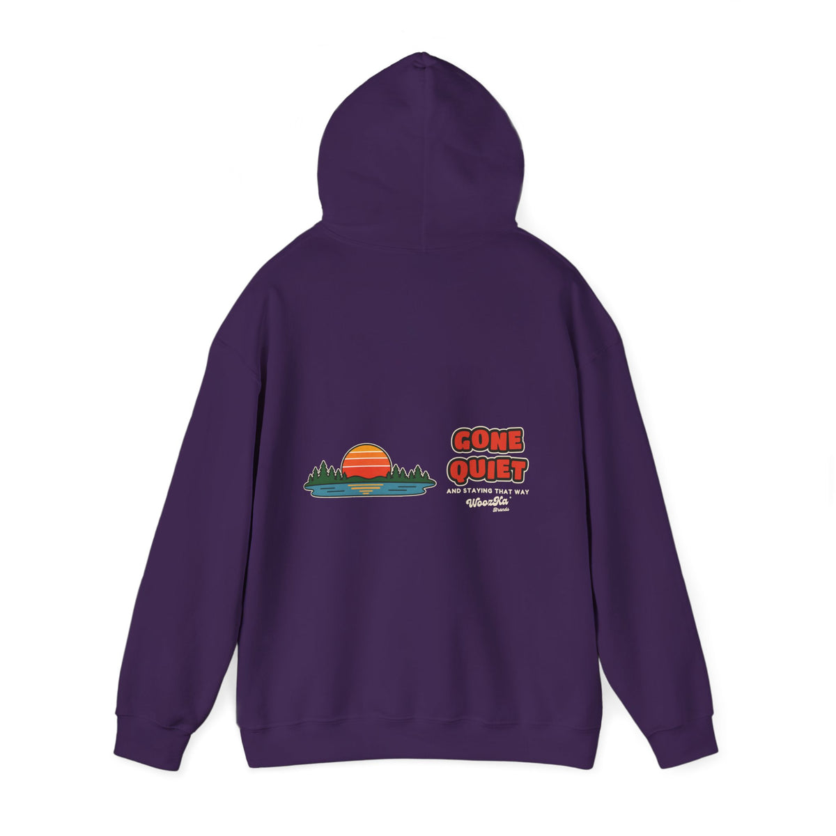 WoozKa Brands Retro Sunset Lake Hoodie, Nature Outdoors Wide Back Print