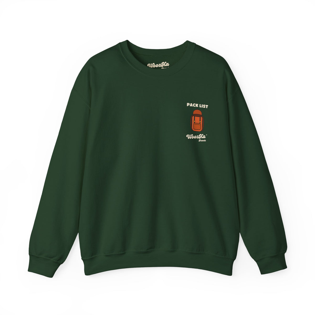 WoozKa Brands Hiking Sweatshirt, Backpacking Gear List Back Print