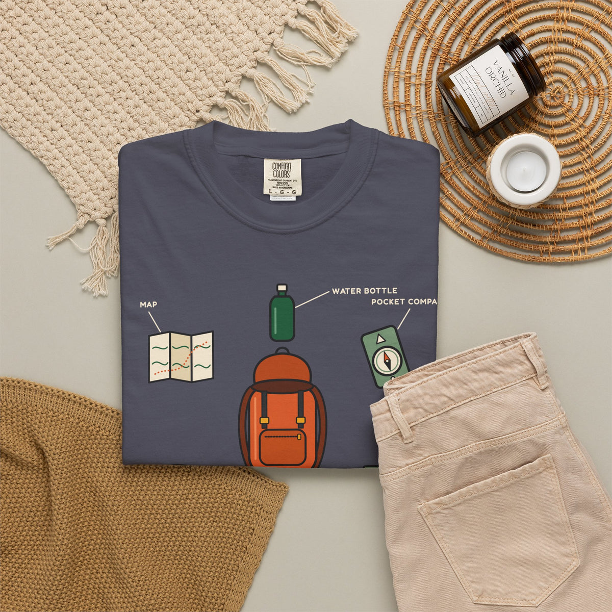 WoozKa Brands Hiking Heavyweight Tee, Backpacking Gear List Front Print