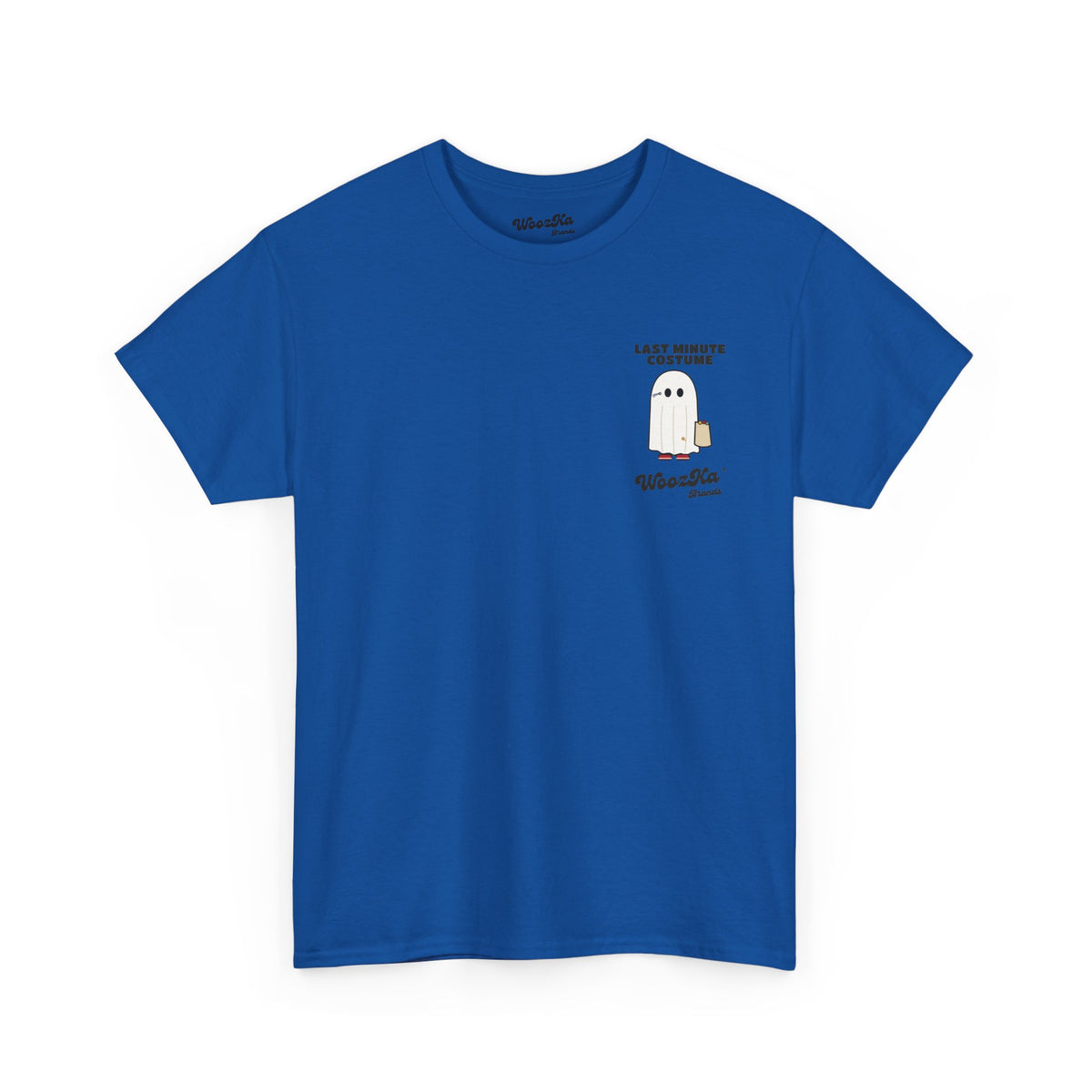 WoozKa Brands Lazy Halloween Costume T-Shirt, Funny Ghost Sheet Back Print