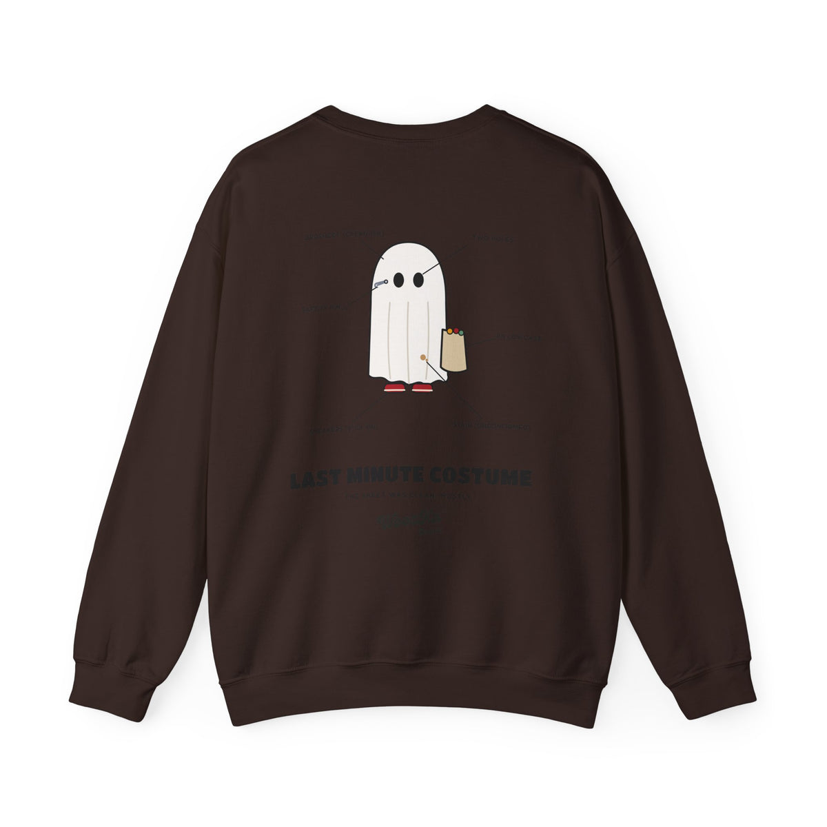 WoozKa Brands Lazy Halloween Costume Sweatshirt, Funny Ghost Back Print