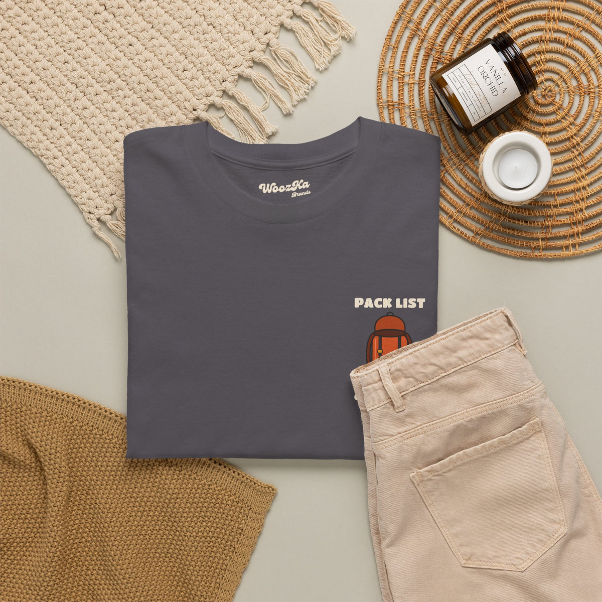 WoozKa Brands Hiking T-Shirt, Backpacking Gear List Back Print