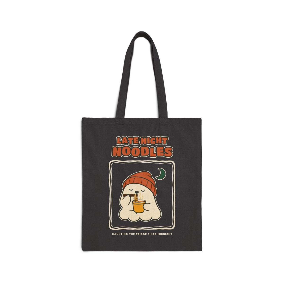 WoozKa Brands Cute Ghost Halloween Tote Bag, Ramen Noodles Canvas Tote