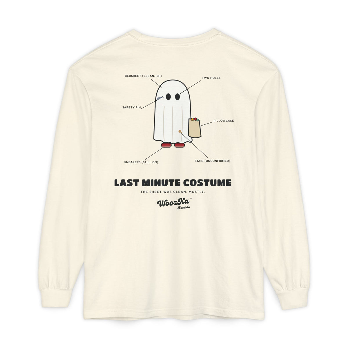 WoozKa Brands Lazy Halloween Costume Long Sleeve Tee, Back Print