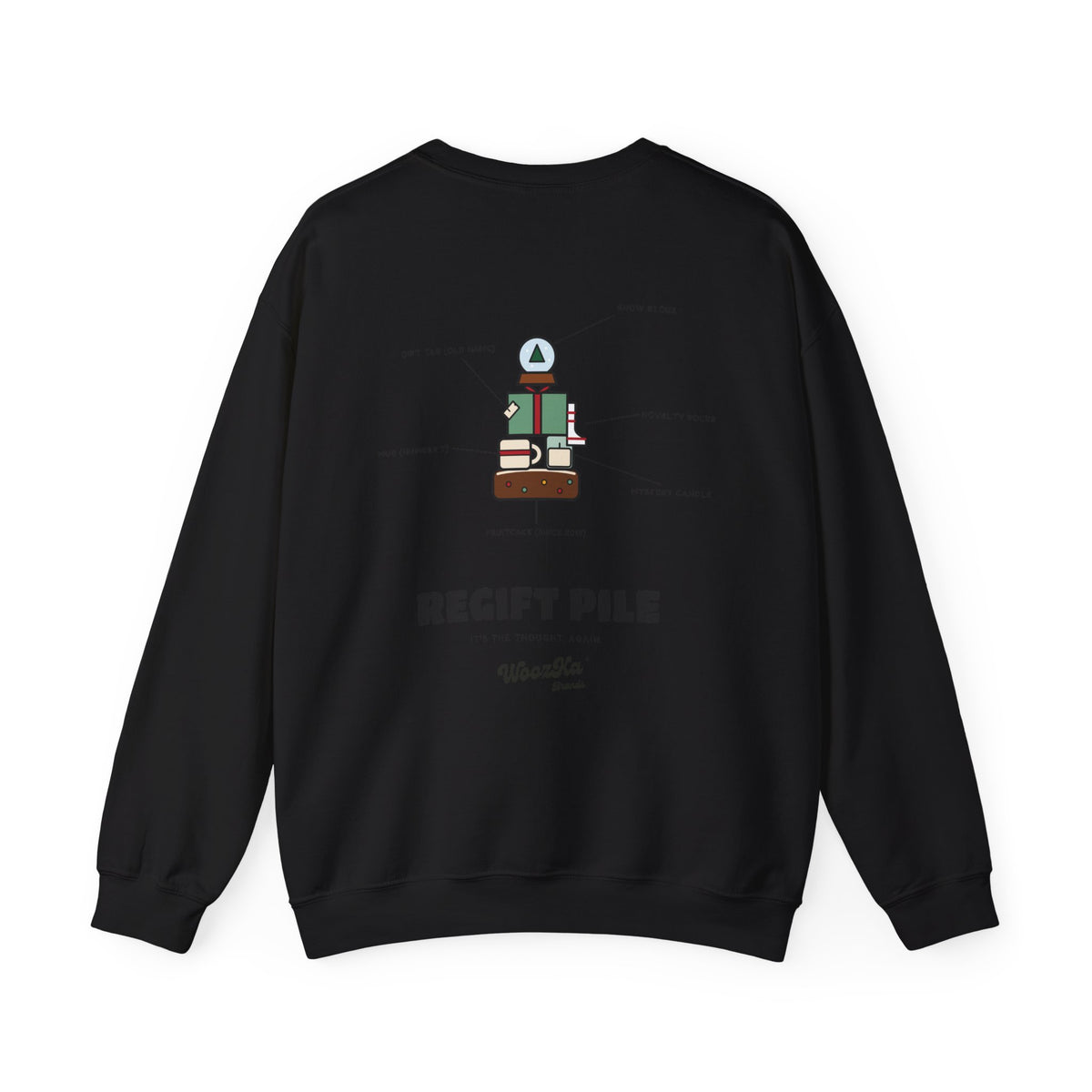 WoozKa Brands Funny Christmas Sweatshirt, Regift Office Party Back Print