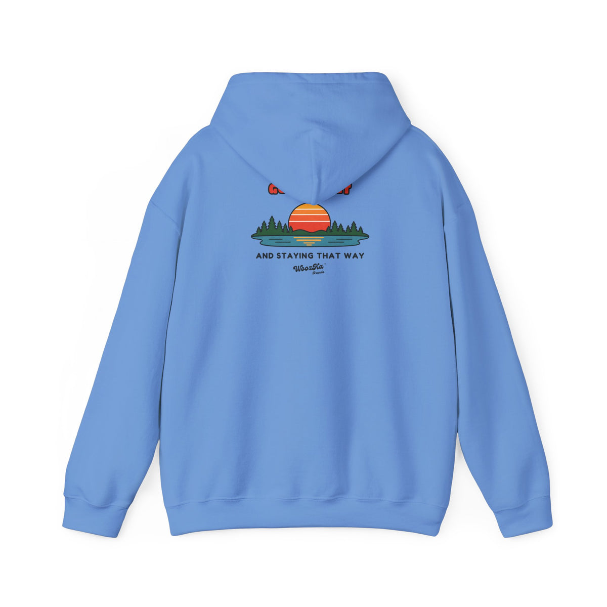WoozKa Brands Retro Sunset Lake Hoodie, Nature Outdoors Pine Back Print