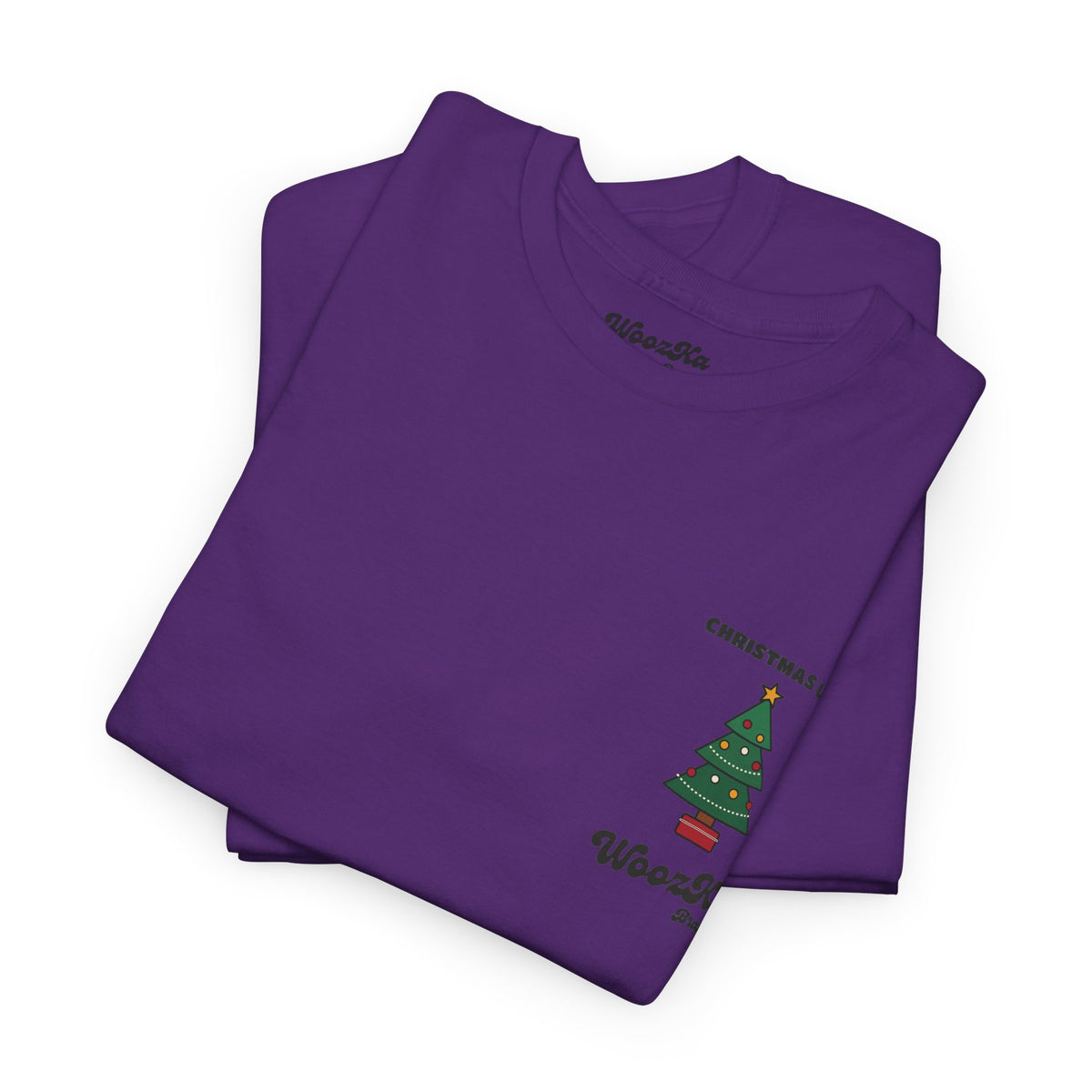 WoozKa Brands Cute Christmas Tree T-Shirt, Holiday List Back Print