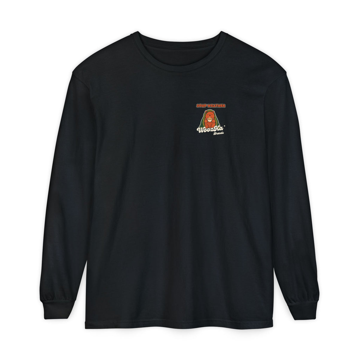 WoozKa Brands Soup Weather Bear Long Sleeve T-Shirt, Front and Back Graphic