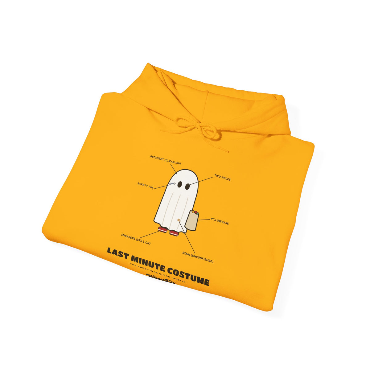 WoozKa Brands Lazy Halloween Costume Hoodie, Funny Ghost Sheet Front Print