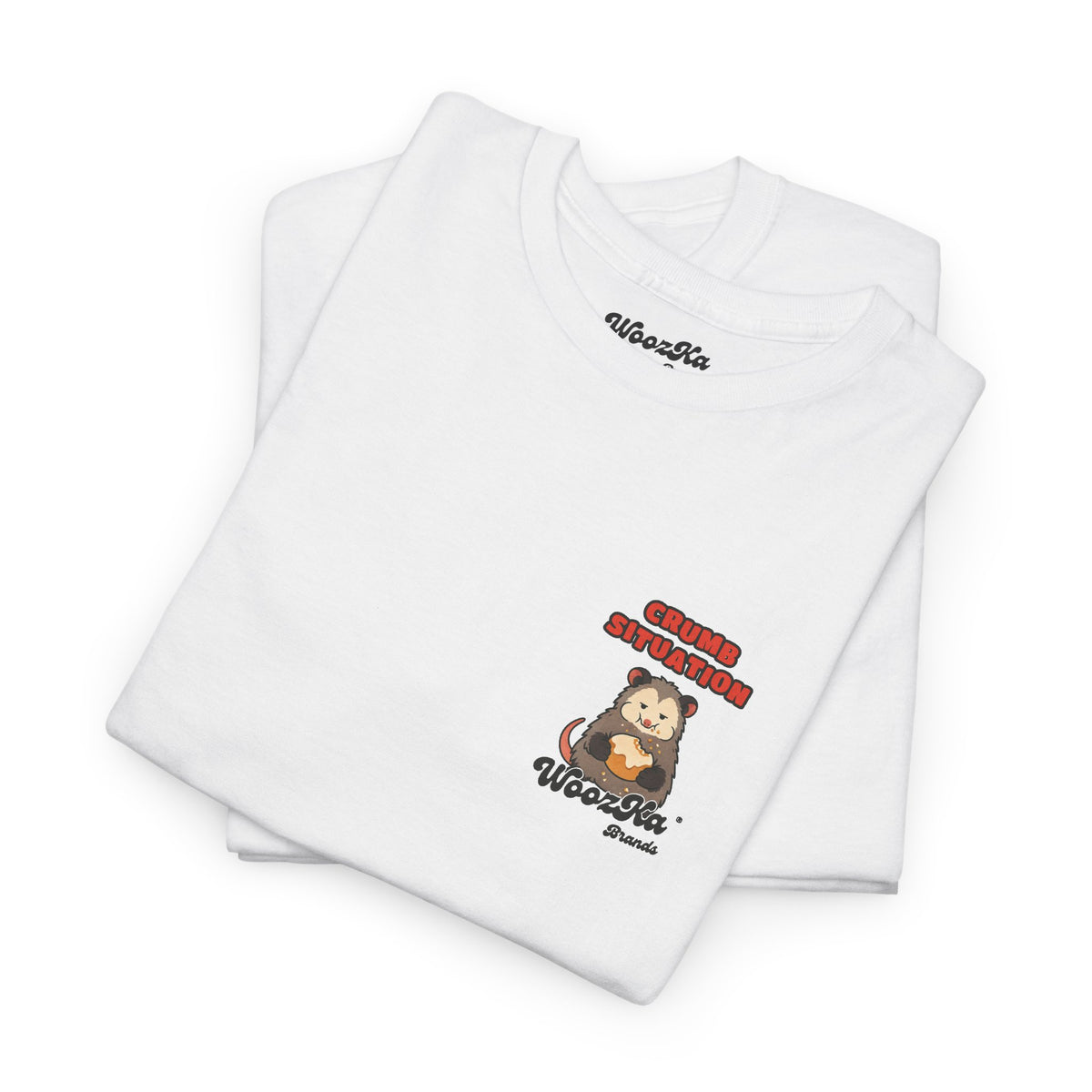 WoozKa Brands Crumb Situation Opossum Heavy Cotton T-Shirt, Two-Sided