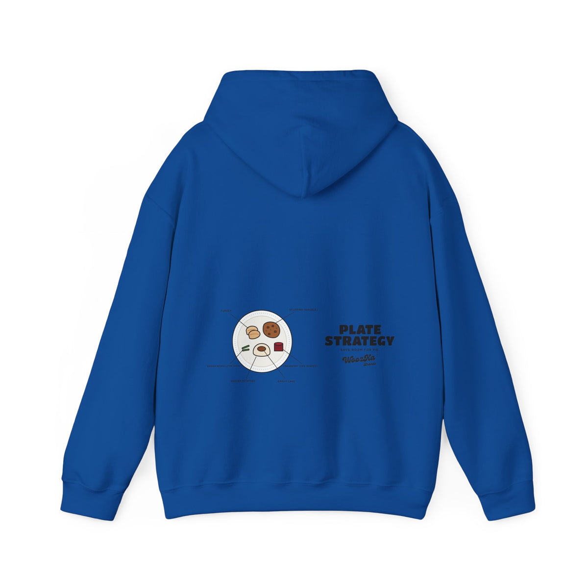 WoozKa Brands Funny Thanksgiving Hoodie, Turkey Dinner Wide Back Print