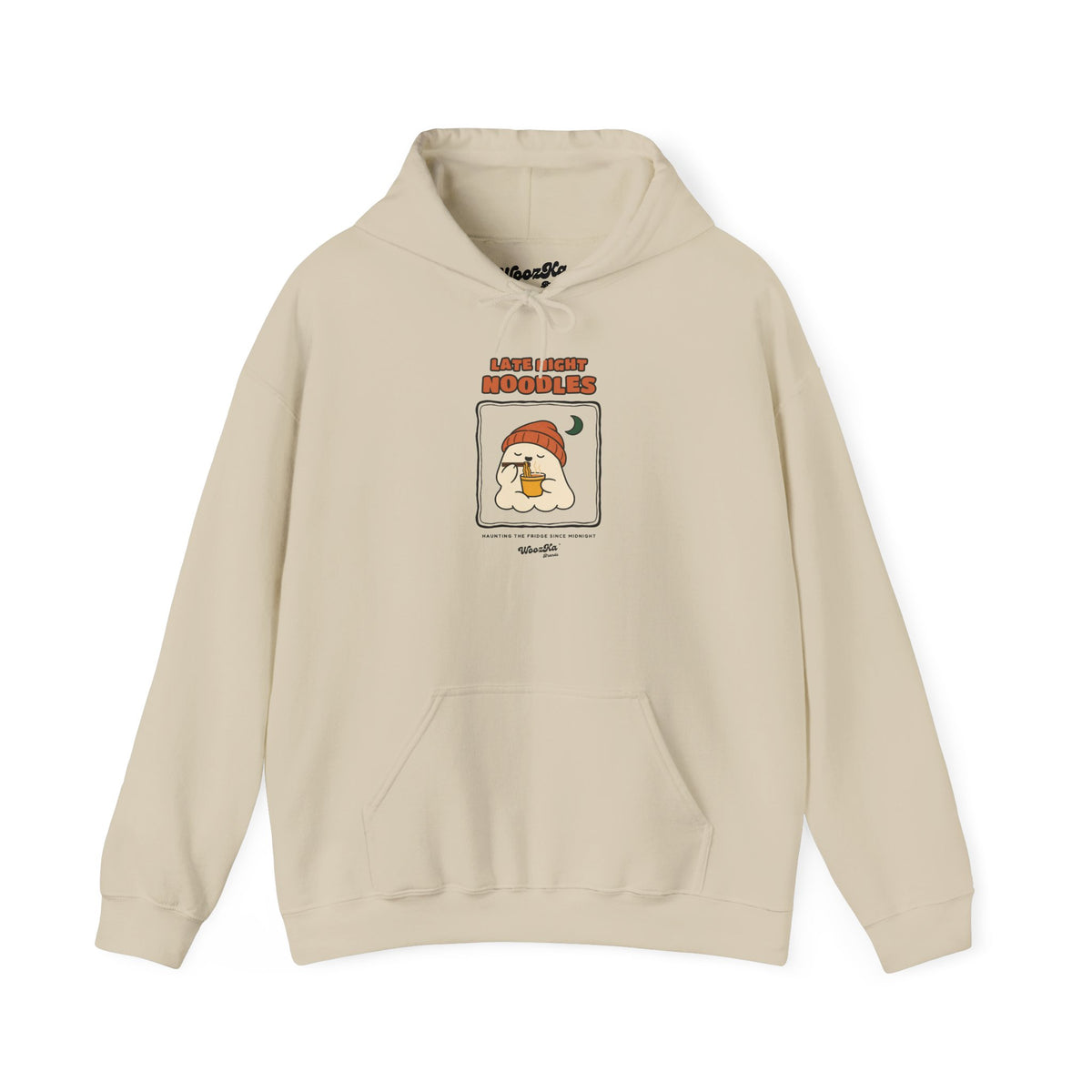 WoozKa Brands Late Night Noodles Ghost Hoodie, Front Graphic