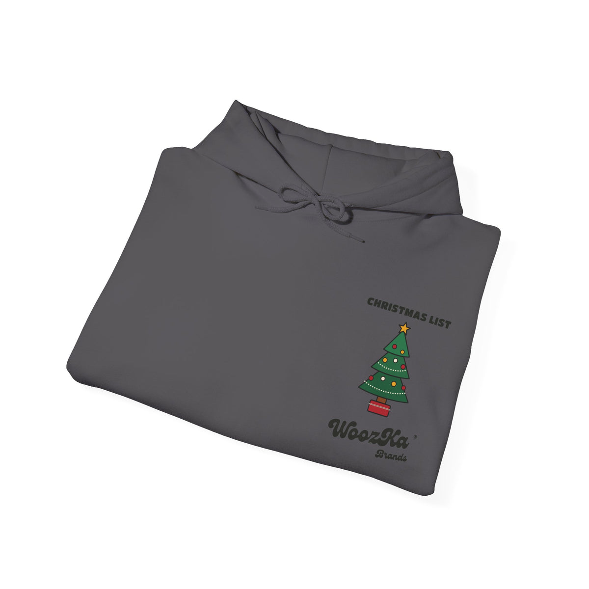 WoozKa Brands Cute Christmas Tree Hoodie, Holiday List Wide Back Print