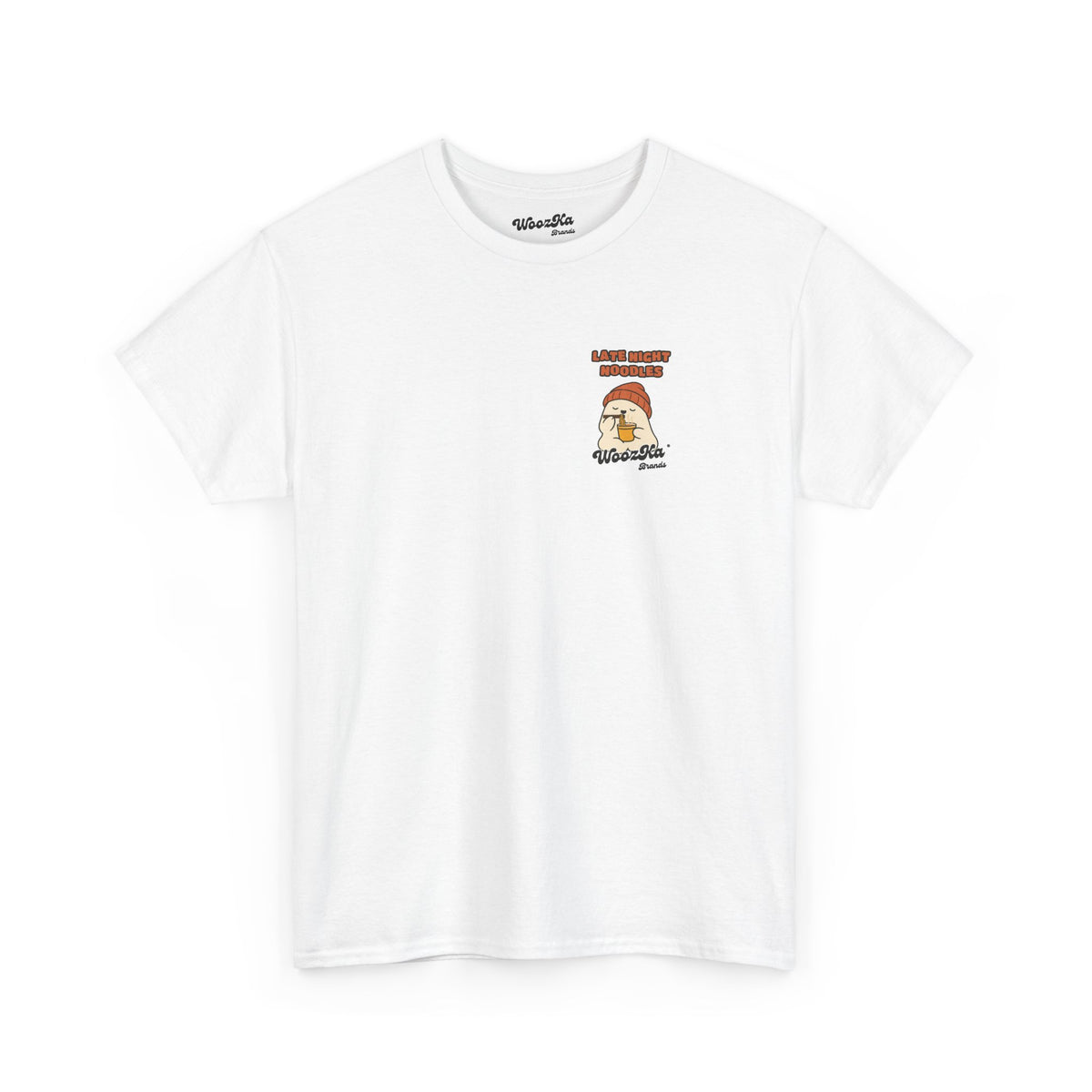 WoozKa Brands Late Night Noodles Ghost Heavy Cotton T-Shirt, Two-Sided