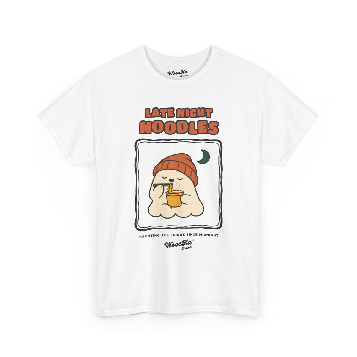 WoozKa Brands Cute Ghost Halloween T-Shirt, Ramen Noodles Front Print