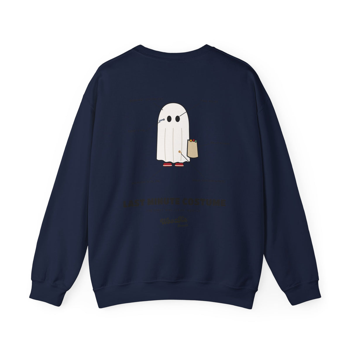 WoozKa Brands Lazy Halloween Costume Sweatshirt, Funny Ghost Back Print